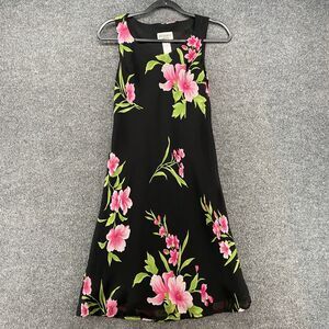 Vintage 90s Studio I Petite Dress Womens 6P Black Floral Midi Fairy Cottagecore
